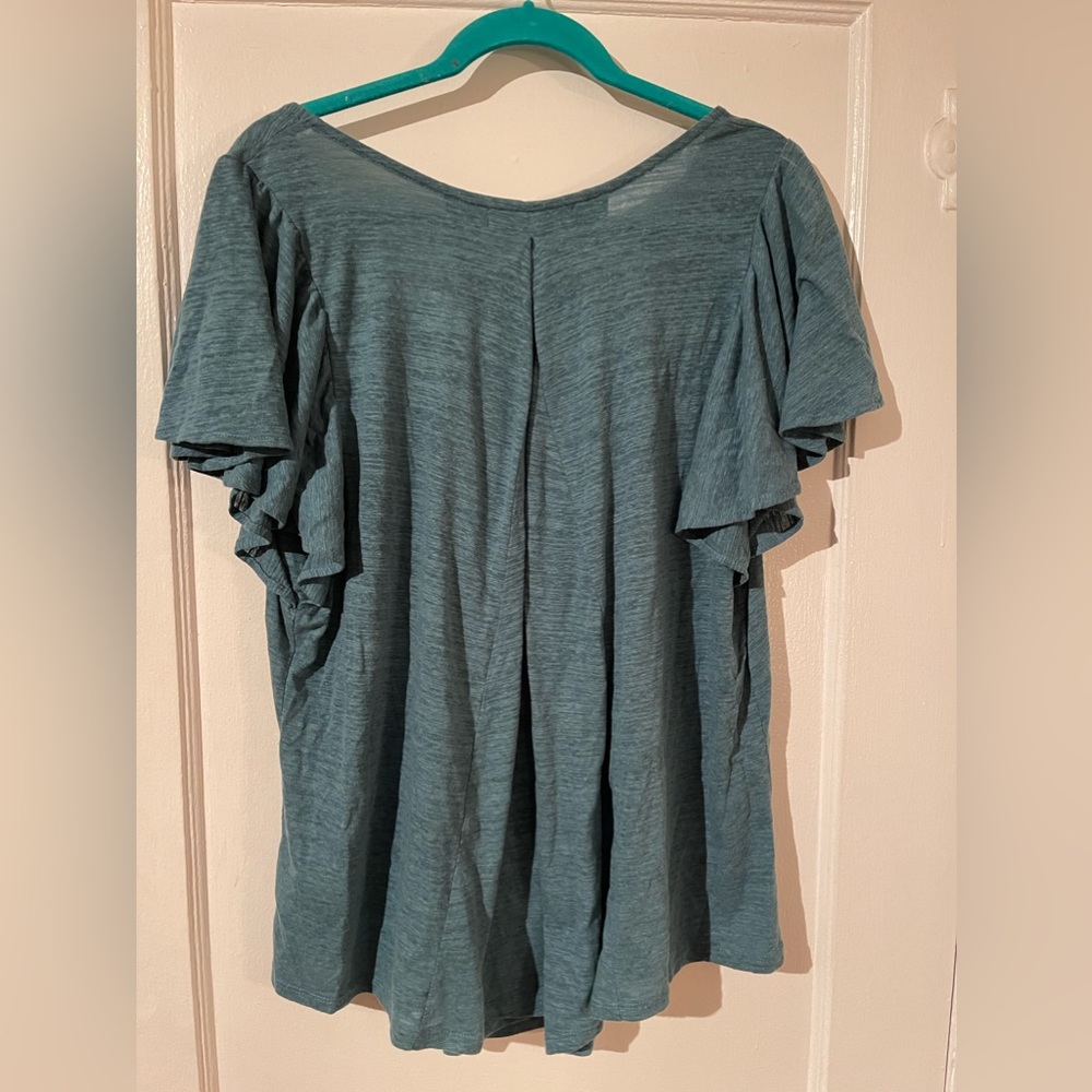 Anthropologie Teal Flowy Shirt - Picture 2 of 3